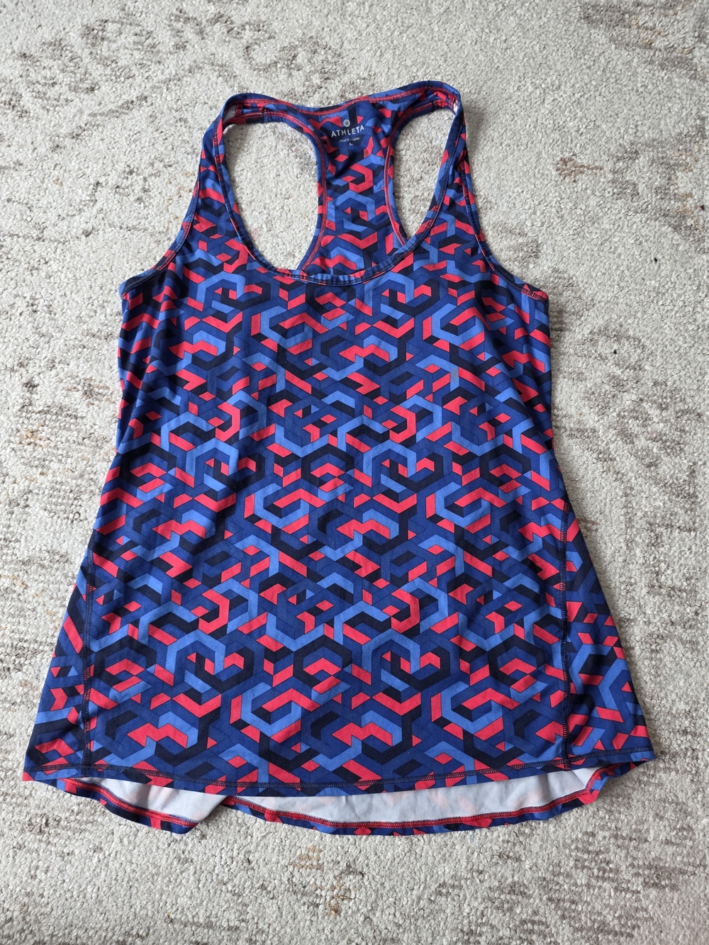 Athleta Navy & Pink Geometric Racerback Tank
